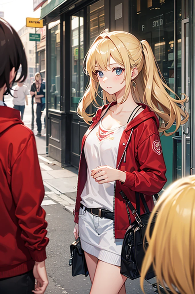 one girl, blond hair, , introvert, girl focus