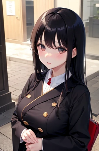 Japan、uniform、woman、cute、front、young,Big Breasts、Long black hair