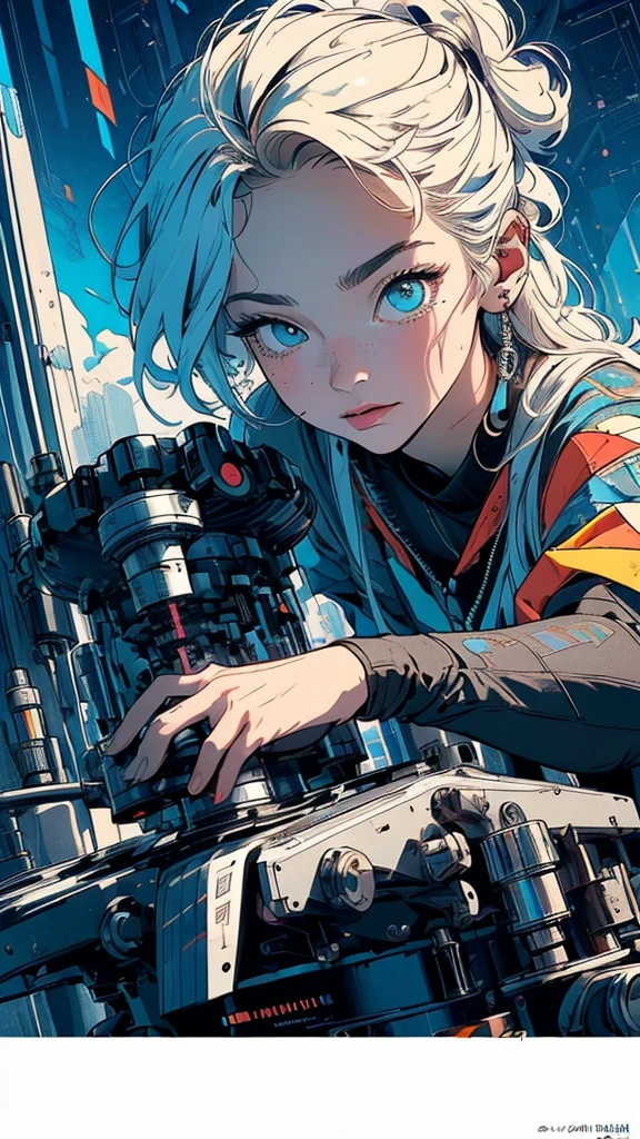(((masterpiece, highest quality))),(((solo:1.2))),(((1girl:1.2))),32k wallpaper, very detailed, poster, vintage science fiction,(((((geometric cinematic movie poster))))), ((bauhaus)),(shape),(((abstract))),(mid century modern),movie poster,(((((portfolio))))),(((((Close-up))))),(((((bust up))))),((((more various angle)))),(((highlight))),Vast landscape,((((heterochromia)))),(((complete. detailed face))),(((Extremely talented))),(((((most complecated futristic machine))))),(Colorful color scheme)