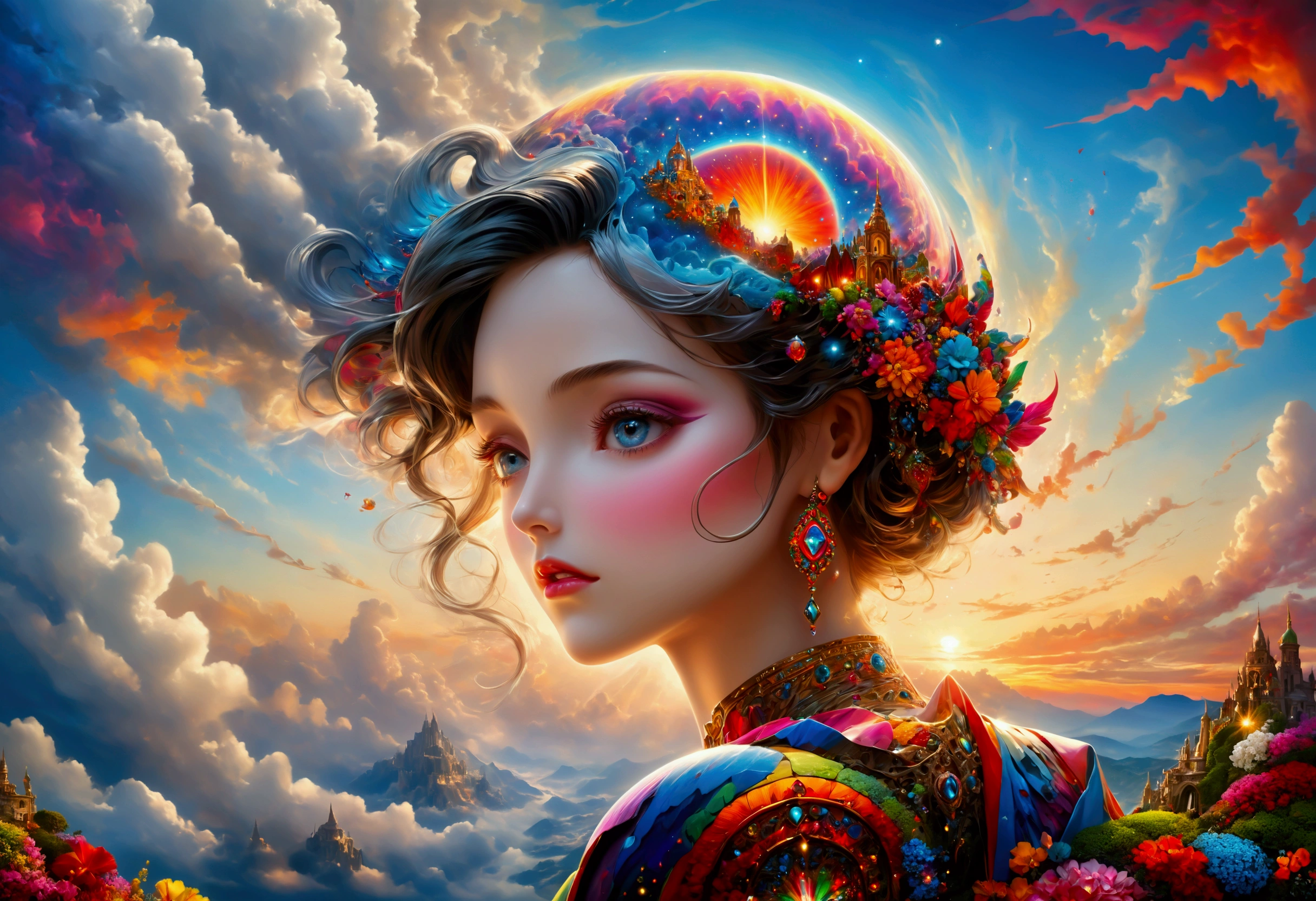 ((best quality)), ((masterpiece)), impressive heaven vista, Fantasy, Psychedelic, surrealism, colorful, intricate, vibrant, photo realistic, realistic, dramatic, sharp focus
