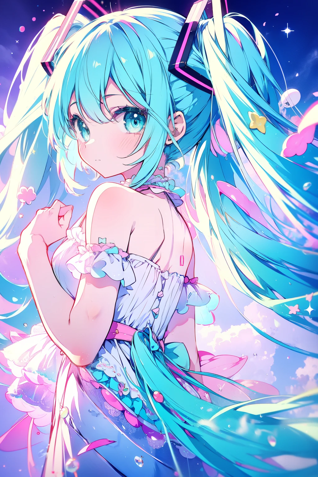 miku hatsune, sweets dream, A colorful world, cute, pastel, like, sing🎤, enjoy, Highest quality, masterpiece