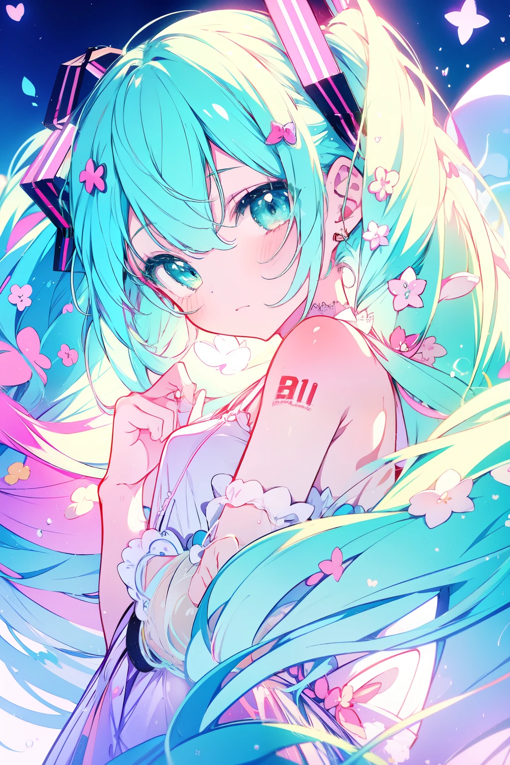 miku hatsune, sweets dream, A colorful world, cute, pastel, like, sing🎤, enjoy, Highest quality, masterpiece