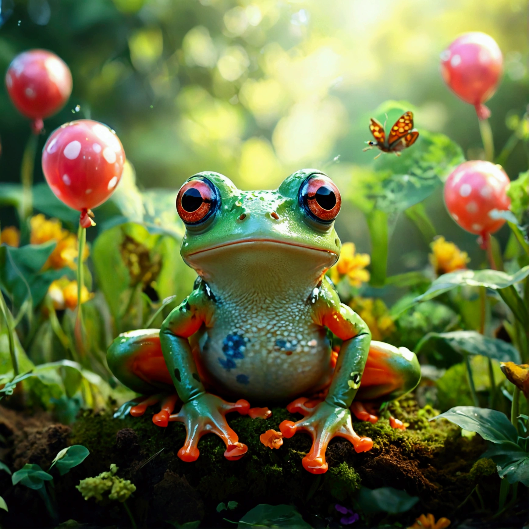 frog, [frog], сольная frog с глазами, frog1, Butterflies fly around, cartoon, anime, cartoon, frog with eyes, salted frog, одна красивая мультяшная frog с глазами, friends from corn next to the frog, banana, mushrooms and carrots, brightness, comic style, vegetable balloons, beautiful in the garden, balloons, plants, flowers, vegetable balls, balls, excellent HD quality, comics, cartoon, a high resolution, masterpiece, accuracy, accuracy, Best quality, in detail, high detail, high quality, very detailed, brightness, comic style, On the field, in the village, excellent HD quality, comics, cartoona high resolution, masterpiece, accuracy, accuracy, Best quality, in detail, high detail, high quality, Очень детально красивая frog

Очень детально, yellow, blue sky with cartoon clouds