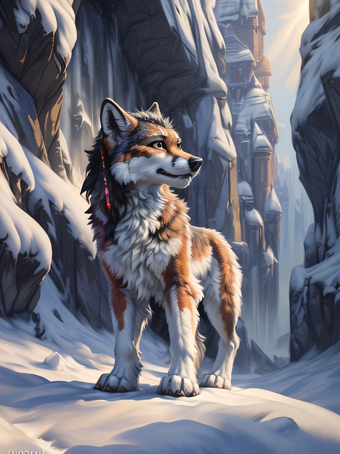 Animal Focus,, Three-quarters View, (Wild)+, Wolf, Fur, Raised Tail, Large Eyes, Pupils, Paws, (Symmetrical)++, Pink Fur,( Canine, Knot, Anatomically Correct, Anatomically Correct, (Anatomically Correct, (Canine, Animal, Animal, In Estrus, Y, Masterpiece, Best Quality, by Hioshiru, Snowskau, Foxovh. Impasto Impressionists, Nguyen Jia, Pino Diane, Detailed Background, Detailed Image, Detailed Hair, God Rays, High Details, Cinematic Lighting, (Avatar)