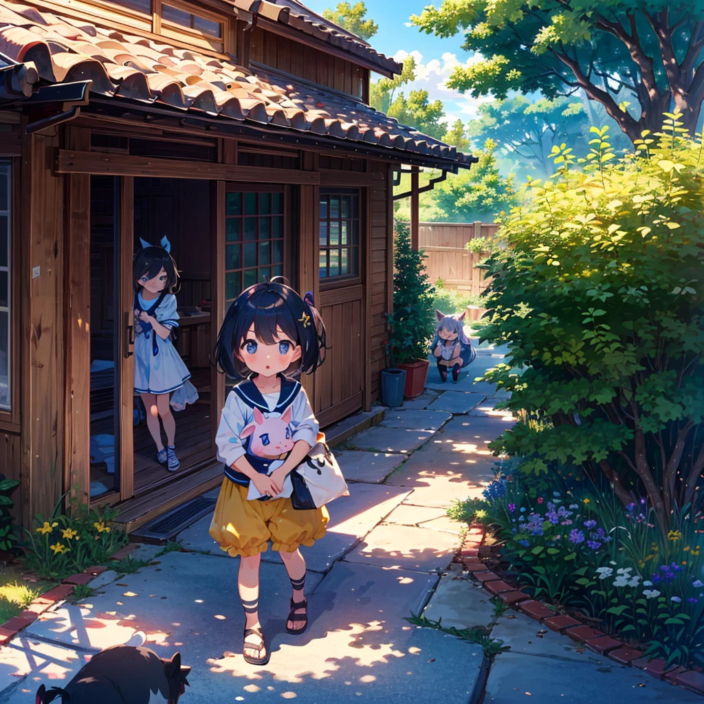 absurdres, highres, vivid
BREAK
one (loli:1.15) girl griping (popsicle) at veranda (wood deck:0.5) of (Japanese house), (summer) vacation, tank top (watermelon) (printed) shirt, short pants, straw hat , smile, happy, open mouth, (sunlight:0.3), (lens flare:0.3), sitting, (sole of feet), (from below:1.25), looking at viewer
BREAK
