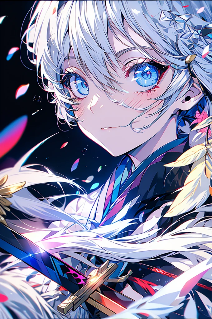 Woman Cute Kimono Uniform Sword Mountain White Hair