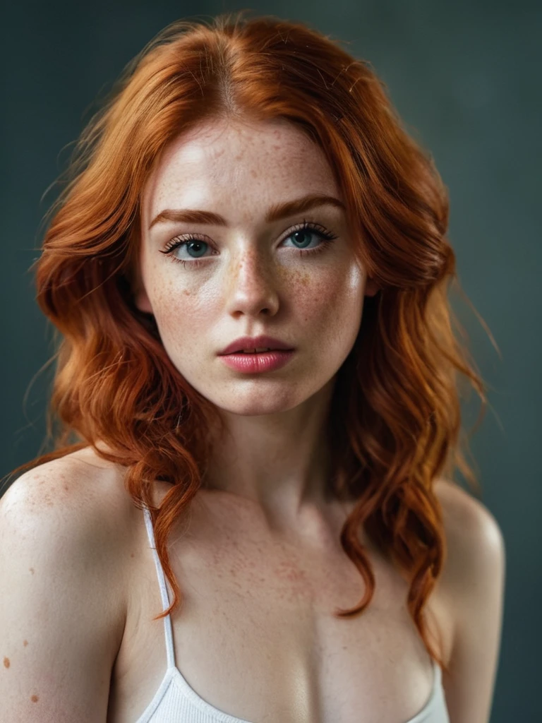 18 year old Irish student.,Full body photo,from below,fit,,ABS,ginger,freckled skin,athletic, Hyperrealistic art film photography in the style of a detailed hyperrealism photoshoot.,raw,Portra 400 Color Graduated Film,color notable,realistic and dull skin noise,Comprehensive,analog style,Of the highest quality,skin pores,sharp focus,Speckled lighting,film grain,photographed with a Sony A7R IV,18mm F/1.7 cinema lenses,(Very detailed, intricately detailed),8k,HdR,, full body photography,Full length portrait,, from a distance, a close-up of a woman with pink lips and reddish hair, beautiful realistic face, photobeautiful realistic face, beautiful realistic face, hyperbeautiful realistic face, Realistic perfect face, Perfect face model, Realistic and defined face, beauty woman with detailed faces, realistic female faces, beautiful and realistic face, beautiful and realistic faces, perfect face and realistic shading, unique and realistic face, High resolution symmetrical images.