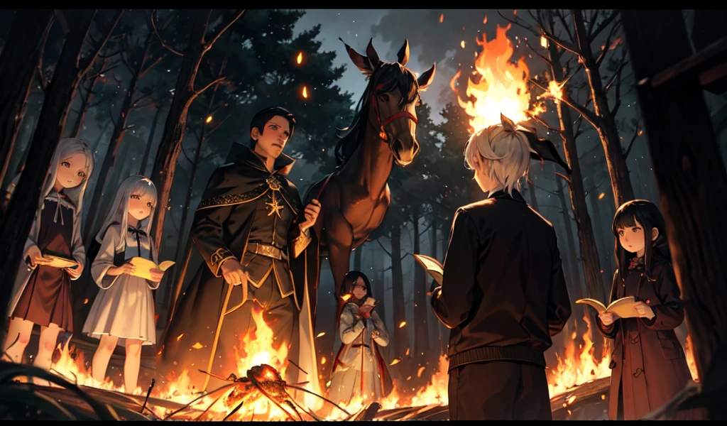 Beautiful witch girl,Grimm Fairy Tales，Fairy tale photograph book，photograph，Children's photograph books，Fable，Headless Rider，Burning Ghost Horse，Black mist that disappeared，Quiet Night Shrimp Forest，Sparkling flames，Flying fireflies。