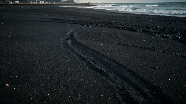 Black sand.
