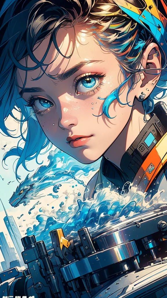 (((masterpiece, highest quality))),(((solo:1.2))),(((1girl:1.2))),32k wallpaper, very detailed, poster, vintage science fiction,(((((geometric cinematic movie poster))))), ((bauhaus)),(shape),(((abstract))),(mid century modern),movie poster,(((((portfolio))))),(((((Close-up))))),(((((bust up))))),((((more various angle)))),(((highlight))),Vast landscape,((((heterochromia)))),(((complete. detailed face))),(((Extremely talented))),(((((most complecated futristic machine))))),(Colorful color scheme)