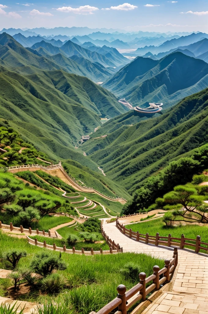 High-angle view of the vast Chinese-style landscape