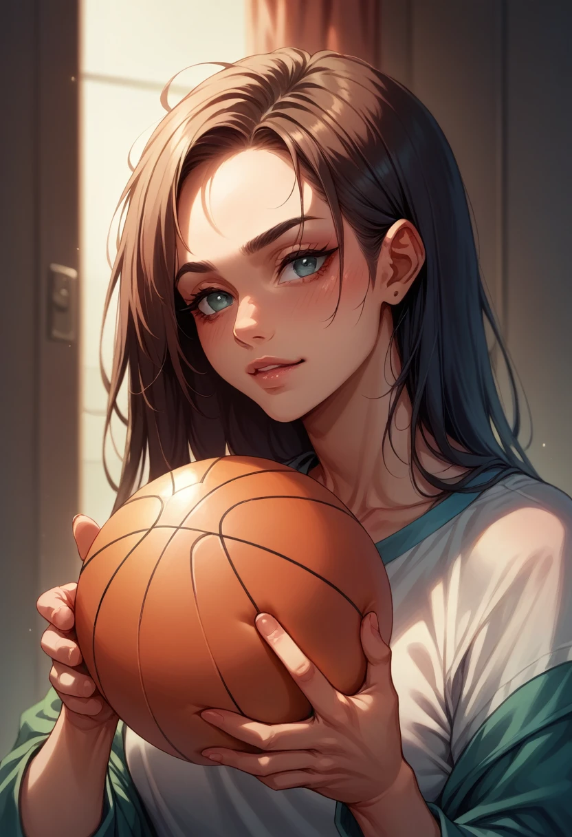 create an image of a sexy girl playing ball