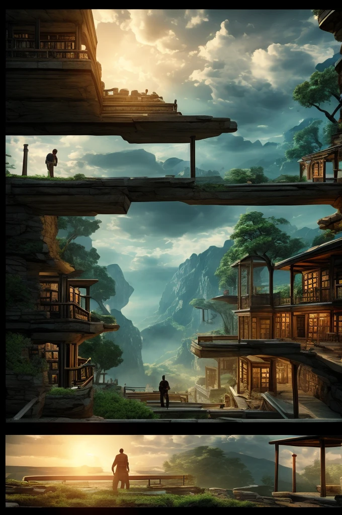 Scene 5: The CliffhangerPanel 1:Description: Alex manages to break free and runs out of the library, looking over his shoulder.Dialogue: (Narration) "But the danger was far from over. The secrets of Ravenwood were just beginning to unfold."