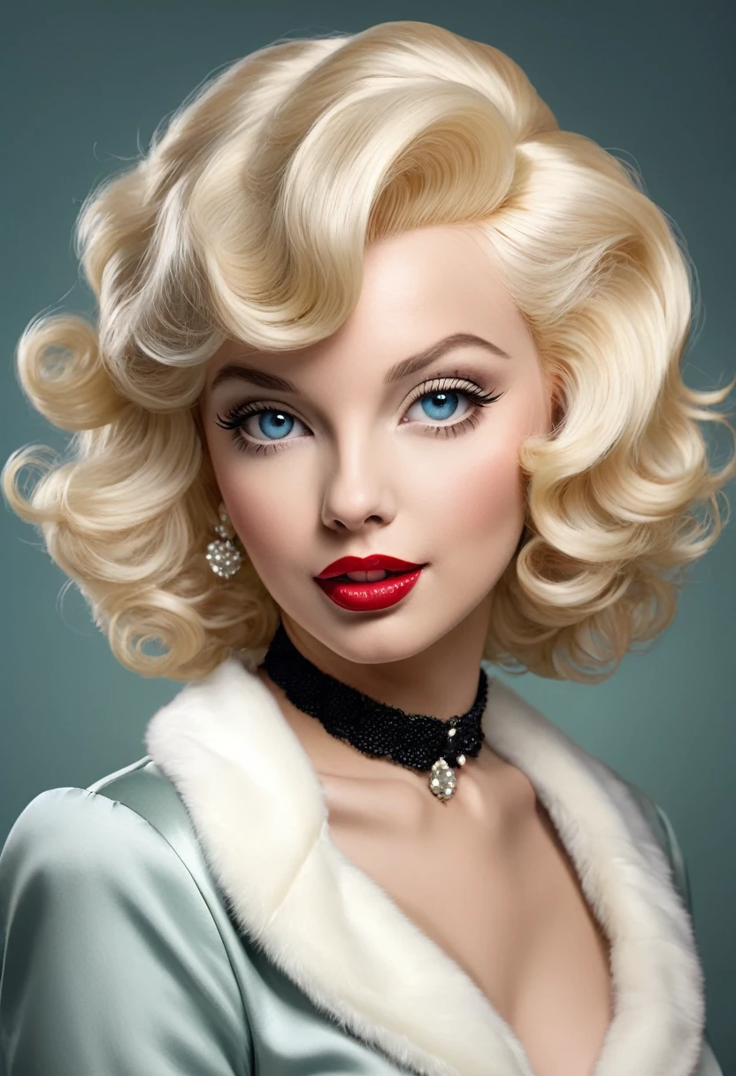 Realistic portrait of a dressed animal - beautiful blond haired cat anthropomorphic, (Humanoid cats）A gorgeous, curly blonde wig, just like Marilyn Monroe&#39;s、青いMelancholyな瞳、Wearing a white chiffon long dress１９５０Standing under a street lamp in an American town from the 1960s、Looking at the camera、Close-up、Highly detailed decorations,, (Melancholy),Golden Hour、Backlight、Dramatic Light(Full body image:1.5)