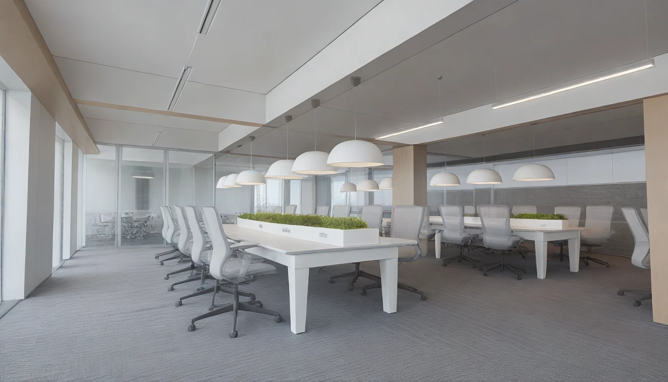 rendering of a conference room with a table and chairs, rendered in enscape, enscape render, high detail render, cg rendering, bw 3 d render, highly photographic render, detailed renderings, in a open-space working space, final render, photographic render, detailed rendering, sharp hq rendering, detailed 3d render, detailed 3 d render, pre-rendered