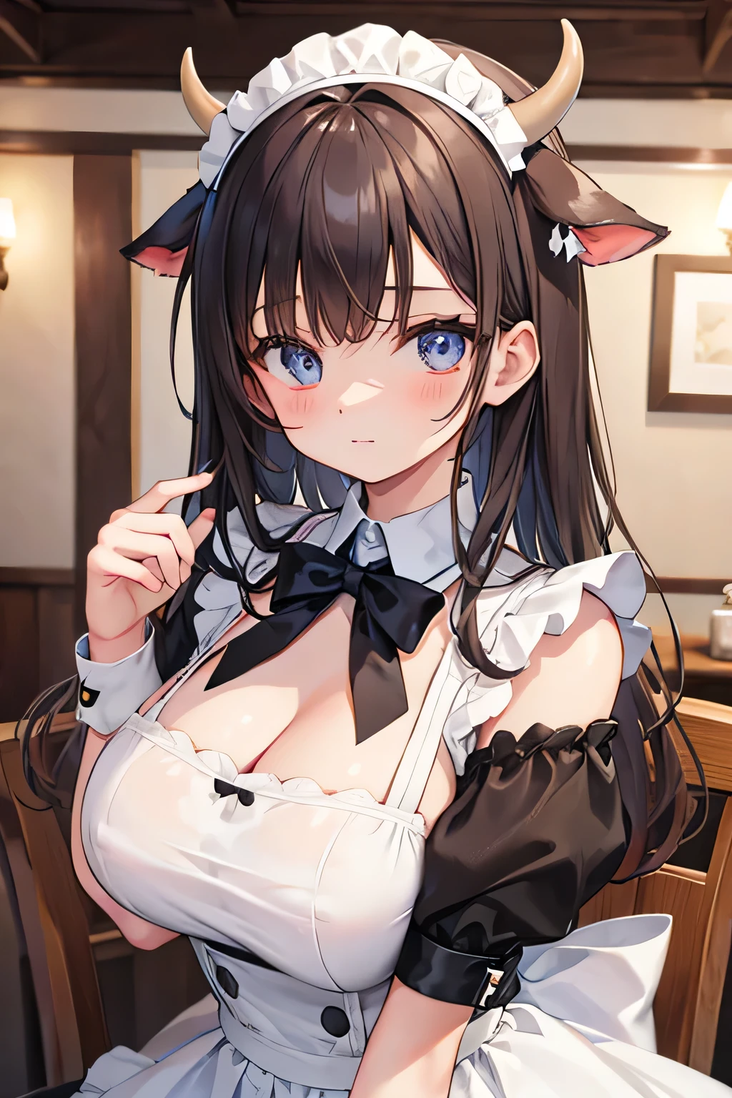 maid girl with cow ear accesory