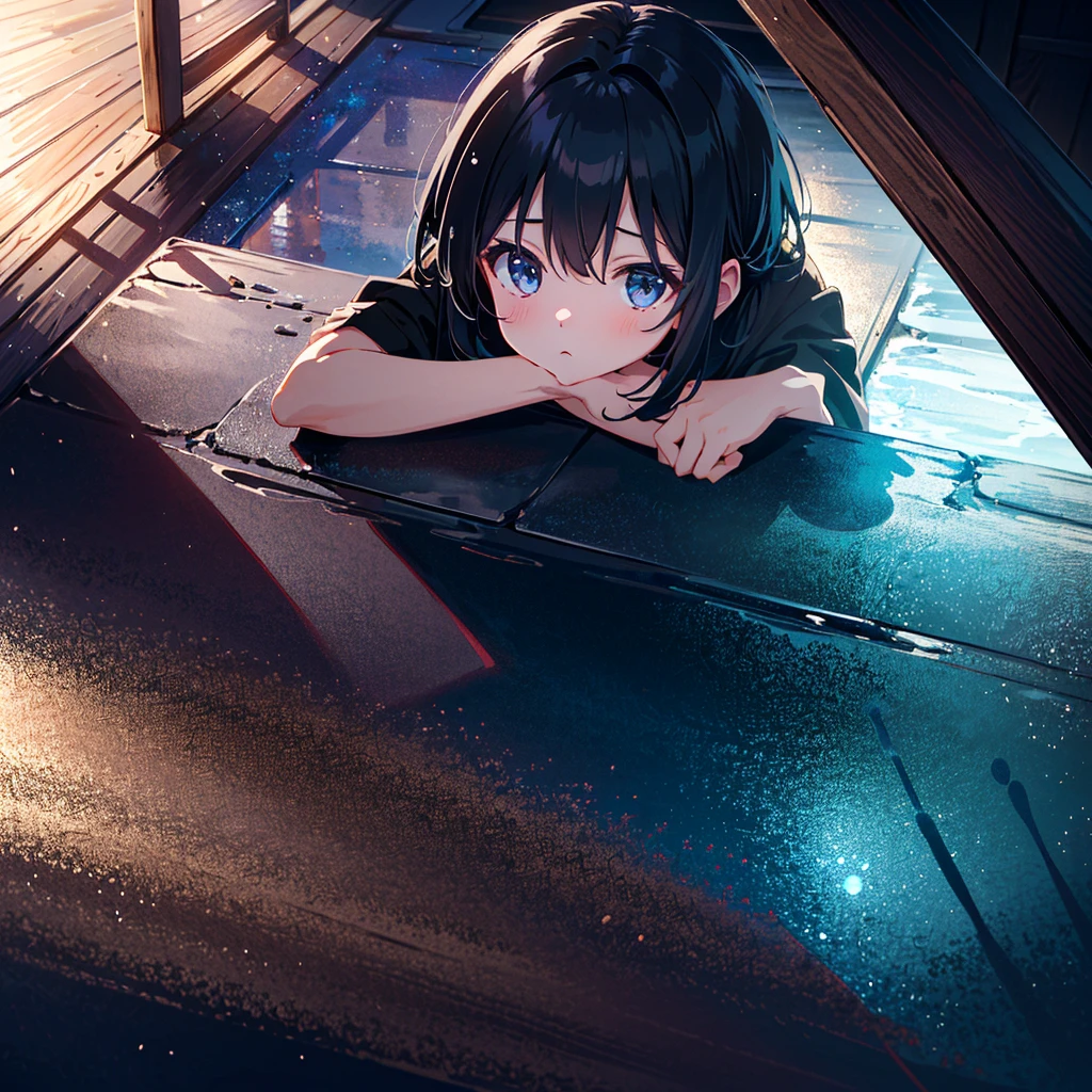 Masterpiece, highest quality, high resolution background, bright and beautiful atmosphere, 1 girl (, 1 short-tempered round face), 1 person (hair, surface effects), small breasts, olng complex, summer clothes, girl playing hide and seek, "deltamon_sdXL" :0.73) >Deltamon”、color々Perspective