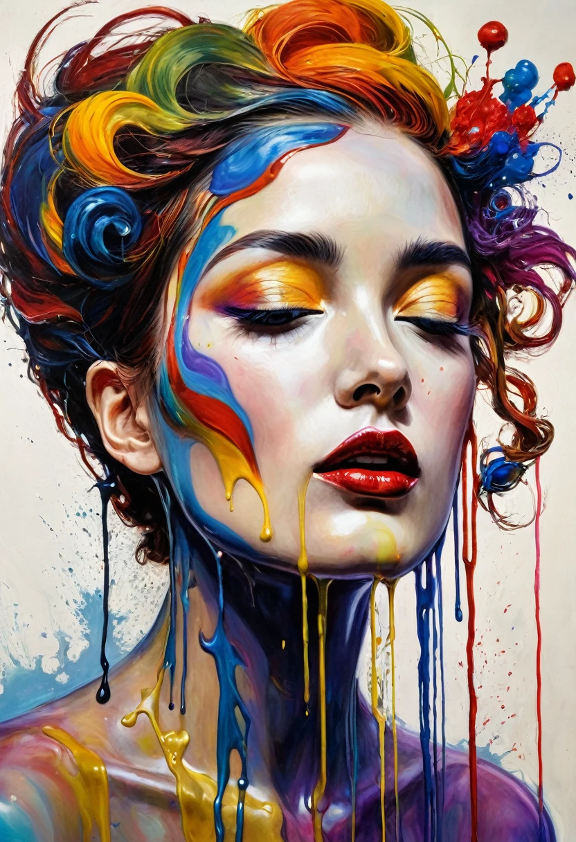 (Artistic Masterpiece of Romantic Life) ( (Themed Art of Life) ( (Conceptual Art) (NFT Exclusive) (Fauvism Work) ()”) Where visual poetry transcends traditional boundaries and embraces the dynamic interplay between creativity and technology Takes),dripping paint,darkart,style, in the style of esao andrews
