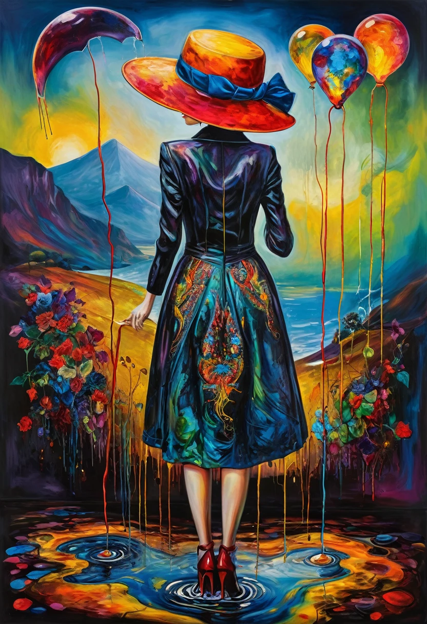 (Artistic Masterpiece of Romantic Life) ( (Themed Art of Life) ( (Conceptual Art) (NFT Exclusive) (Fauvism Work) ()”) Where visual poetry transcends traditional boundaries and embraces the dynamic interplay between creativity and technology Takes),dripping paint,darkart,style, in the style of esao andrews