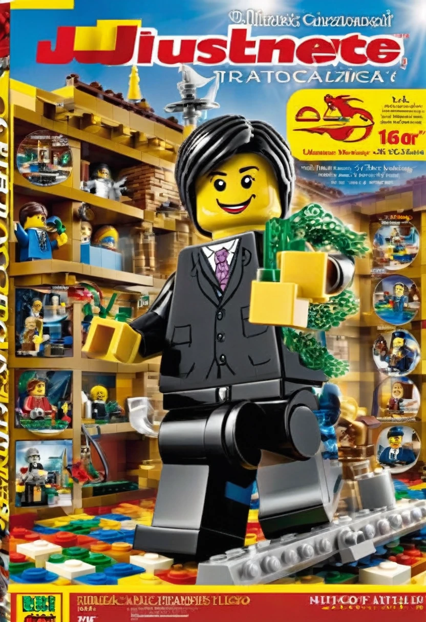 Magazine cover,best quality, very good, 16K, ridiculous, Very detailed, Lawyer,Made of Lego, ((In court))((A masterpiece full of fantasy elements))), ((best quality)), ((Intricate details))(8K)