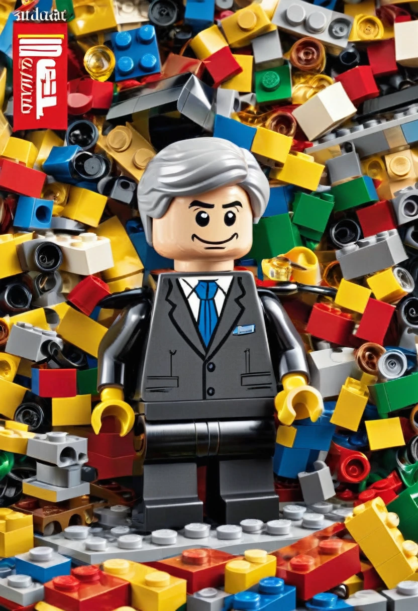 Magazine cover,best quality, very good, 16K, ridiculous, Very detailed, Lawyer,Made of Lego, ((In court))((A masterpiece full of fantasy elements))), ((best quality)), ((Intricate details))(8K)