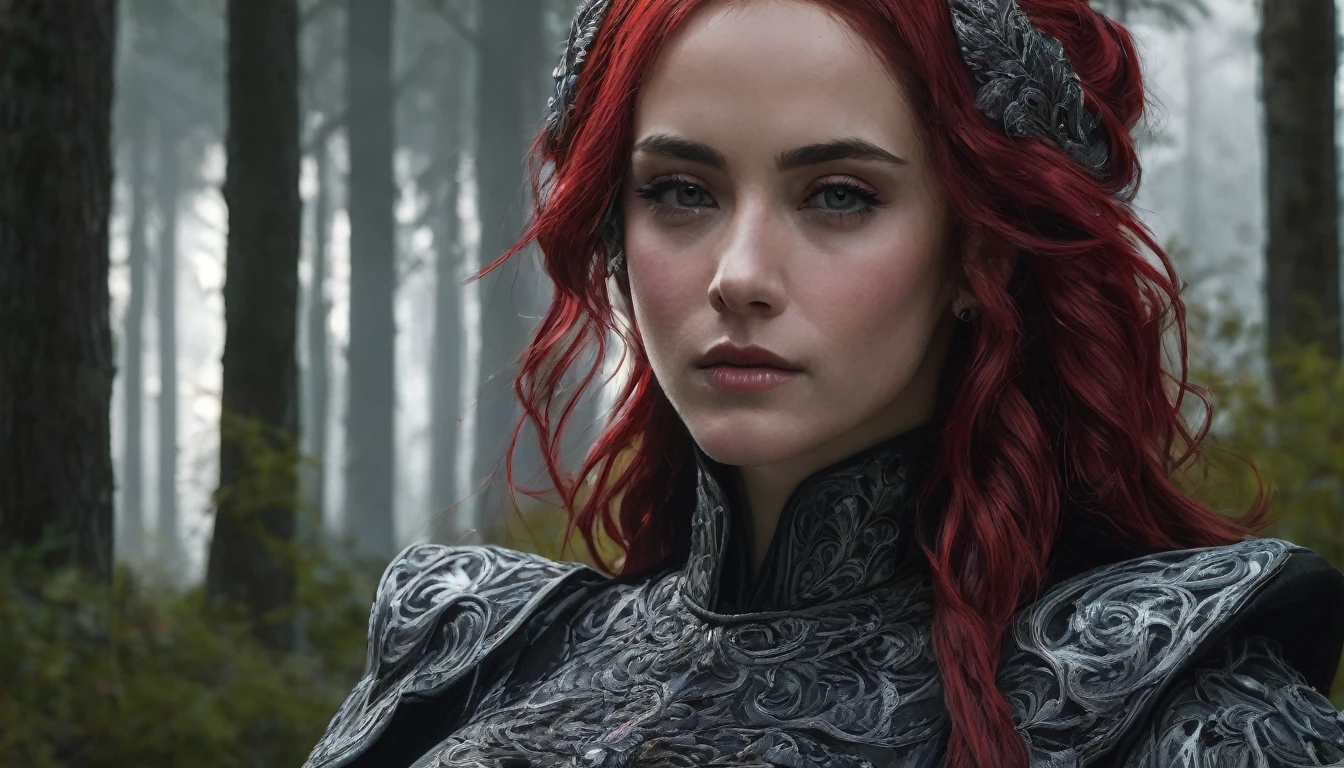 2 women.
30 years old, Red hair, caucasiano, Eyes red, blood in The face, detailed black outfit. another woman, 30 years old, caucasiano, White hair, grey-eyed, detailed white clothing, dark forest background, (best qualityer,4K,8k,high resolution,work of art:1.2),ultra detali,(realisitic,photorealisitic,photo-realisitic:1.37),HDR,ultra HD,studio lighting,ultra-fine painting,sharp focus,Physically based rendering,extreme detailed description,proffesional,bright coloured,bokeh,portraite,horor