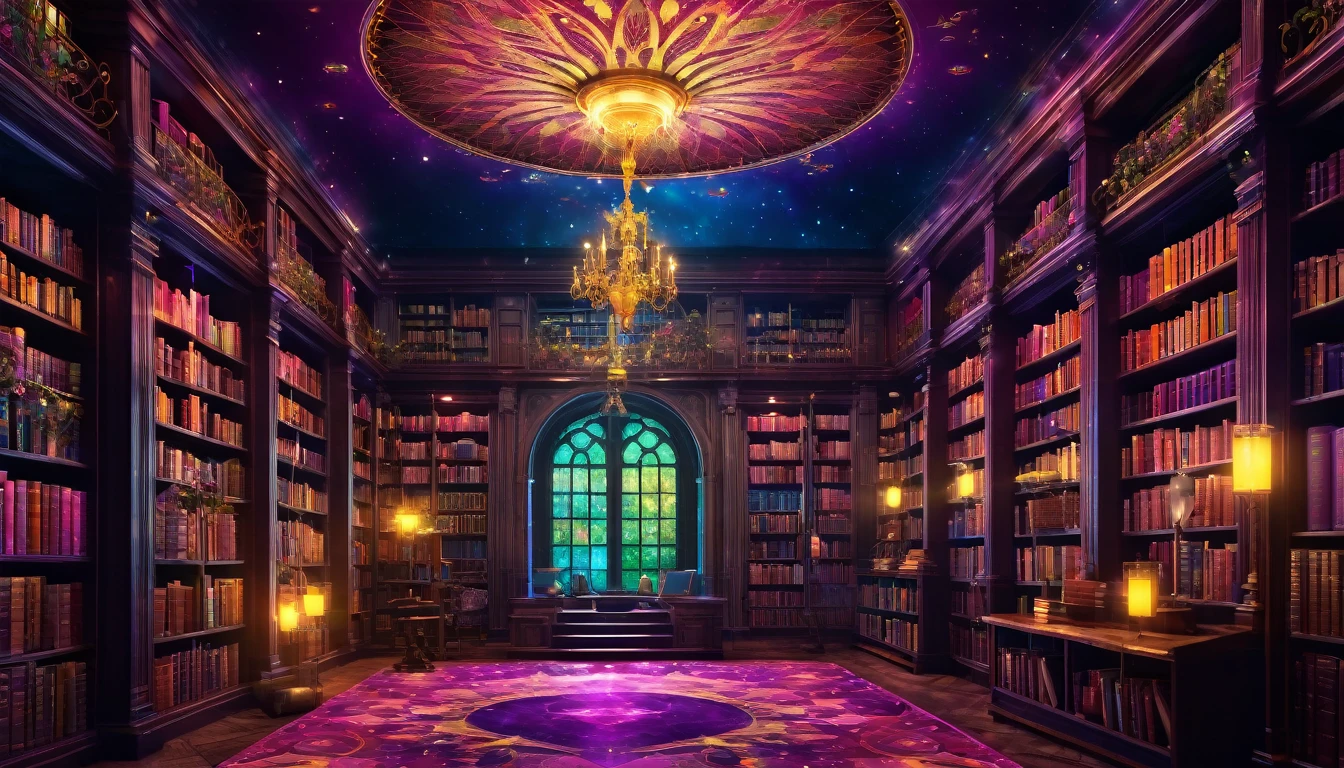 wallpaper 8k, magic libary patern, wallpaper 8k, deep colors