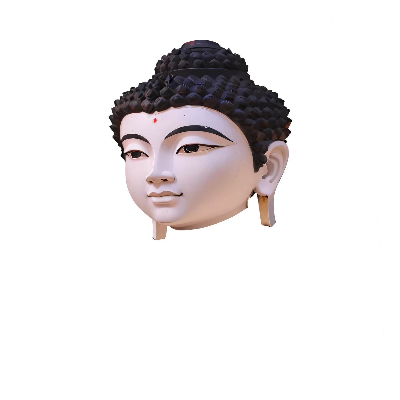 there is a small buddha head on a white background, with very highly detailed face, buddha, buddhist, south east asian with round face, the buddha, asian face, with fully detailed faces, highly detailed head, serene expression, buddhism, photo of head, face is highly detailed, with detailed facial features, high quality head, buzzed hair on temple, attractive male deity