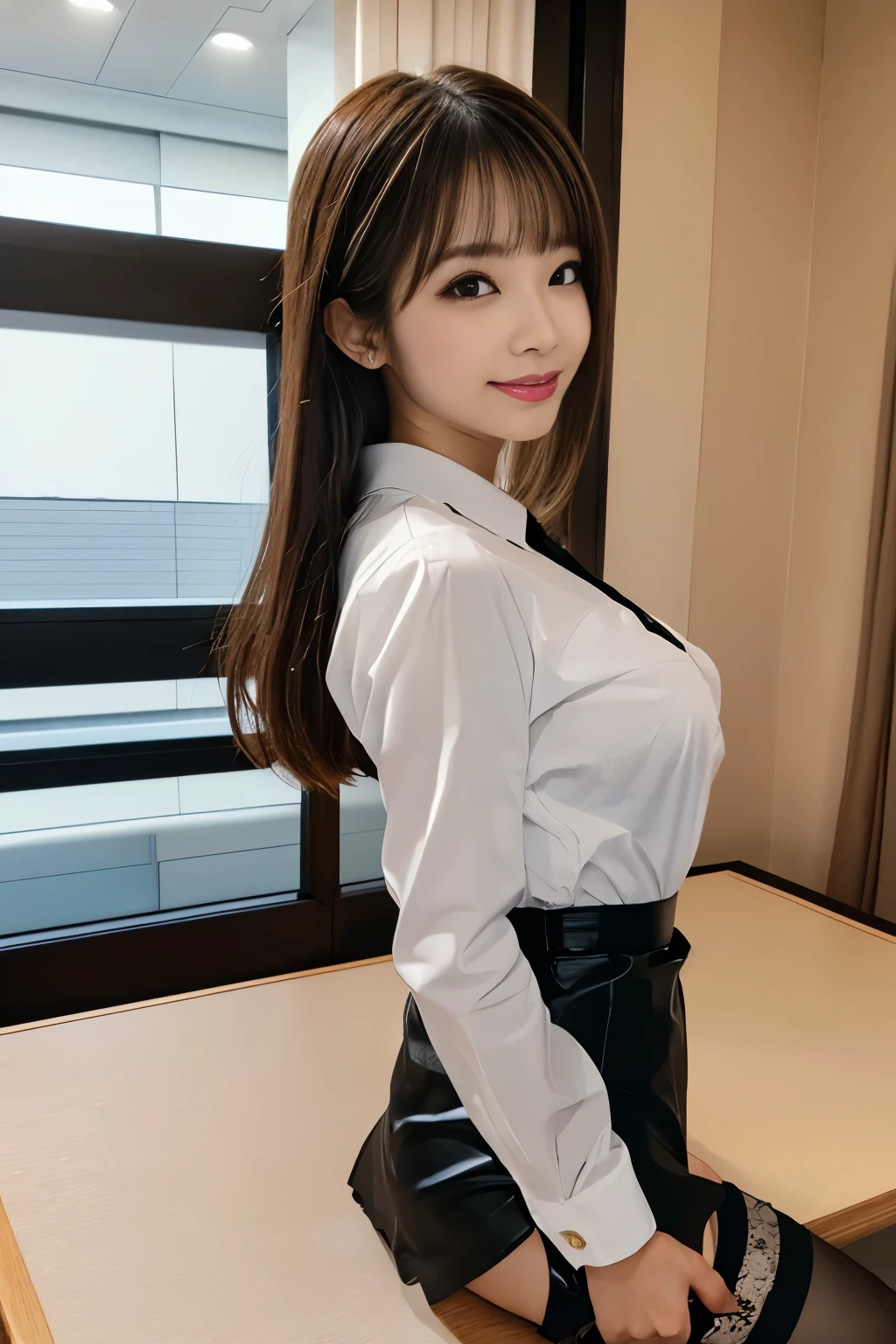 Browsing Caution, とても美しい日本人female性secretary、smile、(Detailed skin:1.2), (Glowing Skin:1.1),8k,Highest quality, whole body、Restraints、Put your hands behind your back、slave、My hands are tied behind my back、Rope Bondage、High resolution,(Realistic:1.4), RAW Photos,(Soft Saturation:1.3),(Fair skin:1.2),1female性, compensate,(lipstick:1.1),(Eyeliner:1.1),mascara, eye shadow, Glamour, (Large Breasts:1.2), Blonde and half brown hair, Medium Hair, Asymmetrical hair, Asymmetrical bangs ,(8k、RAW Photos、Highest quality、masterpiece:1.2)、25歳の美しい日本のfemale性、Laughter、日本female性 Secretary(White blouse)、1female、Slim face、世界で最も美しい日本のfemale性、Ultra detailed face、Detailed eyes、double eyelid、Kamimei、Perfect Teeth、Perfect Teeth並び、(Glowing Skin)、(Sunburned skin)、(Realistic Skin)、(big:1.4)、(Narrow waist:1.4)、(お尻がbig:1.4)、(Glamorous Body:1.4)、(濃紺のofficeレディスーツを着て:1.4、)、(8k、RAW Photos、Highest quality、masterpiece:1.2)、美しい日本人female性、(Detailed skin:1.2),(Glowing Skin:1.1),8k,Highest quality,, 超High resolution,(Realistic:1.4), RAW Photos,(Soft Saturation:1.3),(Fair skin:1.2),1female性,compensate,(Eyeliner:1.2),mascara, eye shadow, Glamour, Large Breasts, Blonde and brunette, Medium Hair, Asymmetrical hair, Wavy Hair, Asymmetrical bangs, ((Japanese Secretary)), Black pantyhose, officeで, Japanese Secretary, (Narrow waist), (secretary),, (Front shot, big), View from the front,、((Looking into the camera))、clothing) (short, Tight Skirt, pantyhose, ((Highest quality)), ((Intricate details)), ((Surreal Realism)), 日本female性, 21 years old,Natural Makeup, lipstick, Very detailed, 1人のfemaleの子, (Narrow waist)、(Perfect Legs)、(Perfect legs)、Perfect hands, Detailed fingers, Beautiful attention to detail, Name tag,secretary室、office