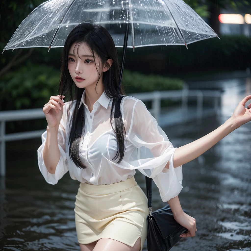 mini skirt、Hair getting wet in the rain、Transparent shirt、Beautiful woman getting wet in the rain、typhoon、Get wet without an umbrella、Beautiful woman in the rain、雨で濡れたBeautyOL、Detailed face、Realistic、beautiful girl、Beauty、Office Lady Uniform、beauty、Beautiful woman、Narrow waist、Handsome woman、Tight pants look、suit、Sexy pose、タイトなsuitパンツ、雨で濡れたsuit、Wet shirt、See-through shirt、Shot in heavy rain、See-through underwear