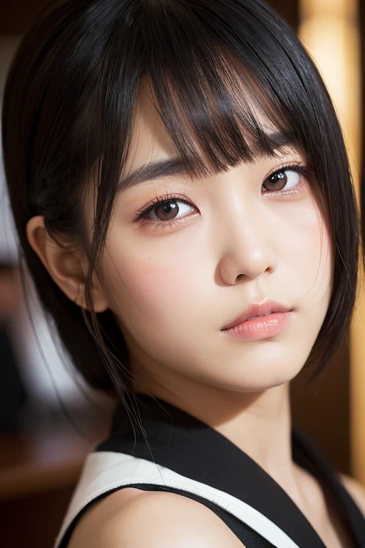 One woman, Beautiful Face, ((black eye)), Japanese Neat clothes、PC in the background, performer, space, (Lightroom:1.13), Soft Light, (Natural skin texture:1.2), (Hyperrealism:1.2), Sharp focus, Concentrated,[[Realistic]]