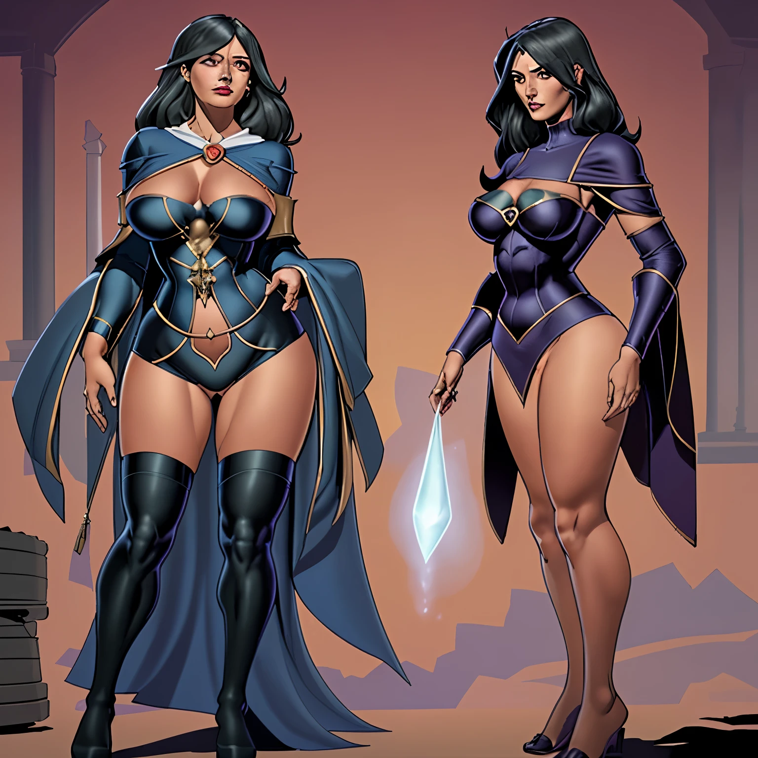 TWO WOMAN MAGES FROM MIGHT AND MAGIC , BIG ,BIG TITES , BIG CHEST , MASSIVE FAT HIPS , FAT ASS , DUMPTRUCK ASS , FAT LEGS