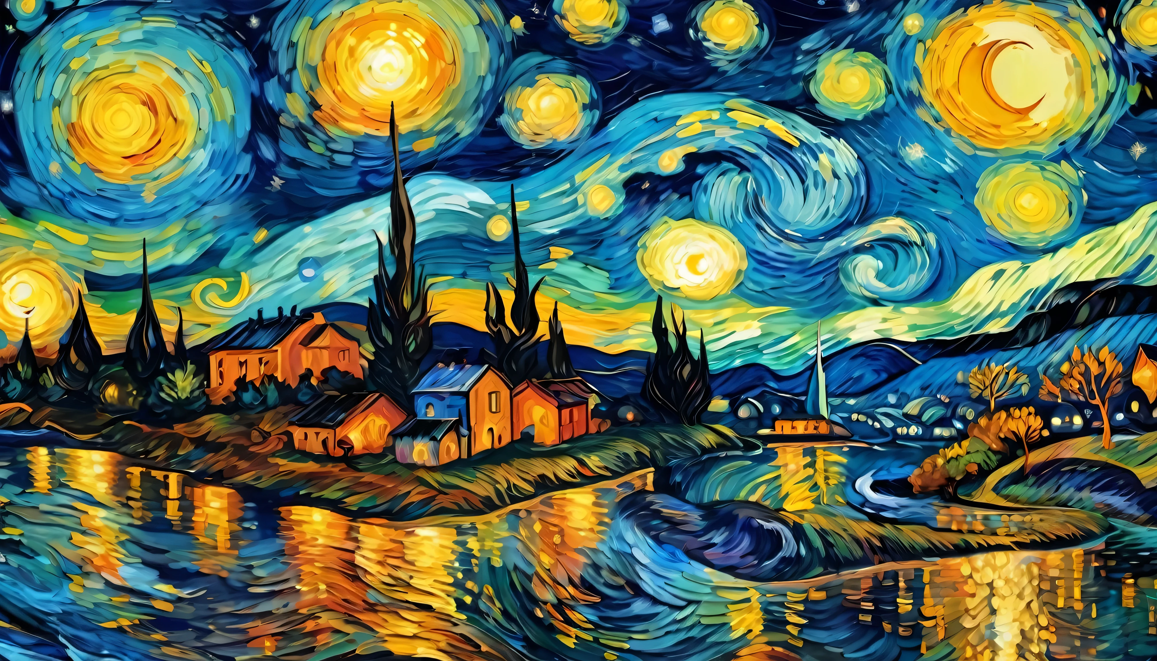 wallpaper 8k, van gogh stary night patern, wallpaper 8k, deep colors