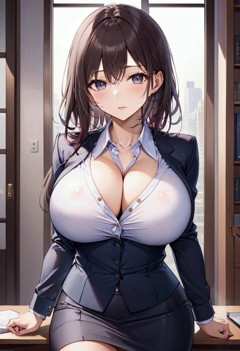 lawyer, gigantic breasts, business suits, tight skirt, cleavage:-2