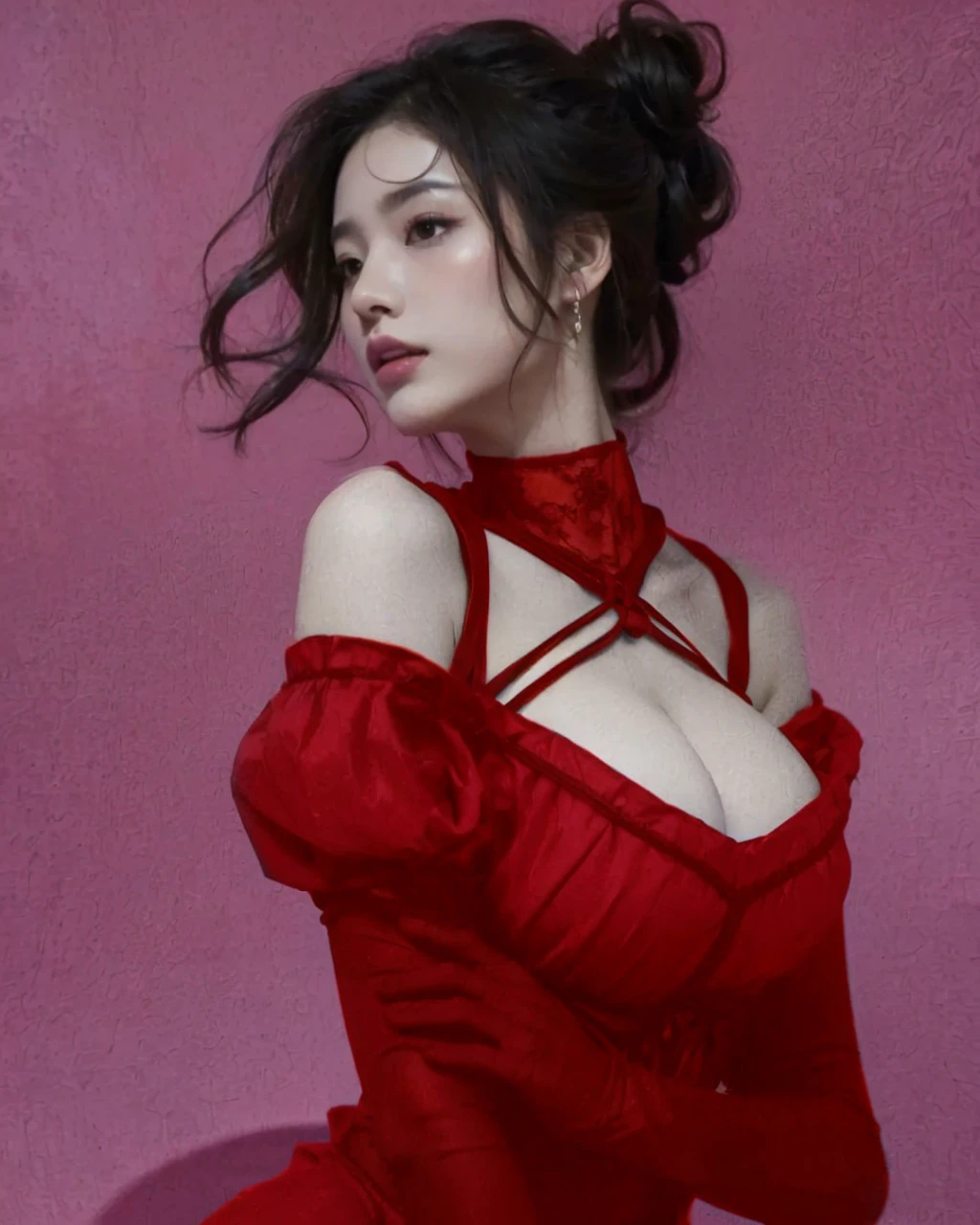A beautiful Japanese idol woman, impressive photo by Emily Soto, beautiful clothes, collarbones, (mature:1.3), (best quality,4k,8k,highres,masterpiece:1.2),ultra-detailed,(realistic,photorealistic,photo-realistic:1.37), sultry, seductive, high-quality, cinematic lighting, detailed skin, intricate hairstyle, elegant pose, warm color palette