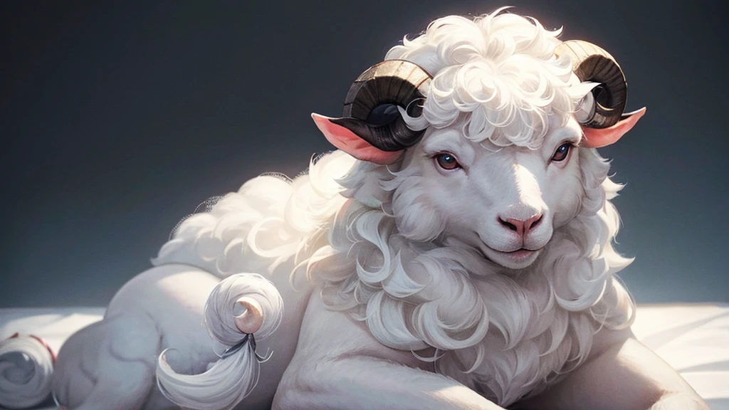 One white sheep with a black head, clear background