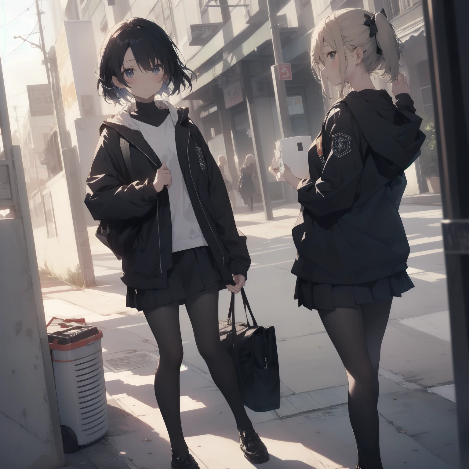 ultra-absurdres-Top quality by artist God, ultra-detailed, high resolution, anime moe artstyle, best anime 8k konachan wallpaper, pixiv contest winner, pool:2810, perfect anatomy,break, 1girl, (Please draw a girl walking sleepily to school alone. )break,(Solo,little female, 13-year-old:1.3),Full limbs, complete fingers,a junior high school student, (very short hair), short cut, flat chest, , small butt, small black eyes, beautiful detailed eyes, well-proportioned iris and pupils, expressive eyes, highres detailed hair, soft expression, salor school_uniform, sailor collar, serahuku, bow, pleated skirt,(Detailed Lighting), (Detailed background), in the School commute route. break,super detailed skin, Best cinematic lighting powered by famous artist, 8k,beauty illustration,photoshop_(medium),very aesthetic,break,((artist:anti_(untea9) )), artist:clamp ,artist:carnelian ,artist:kantoku ,
