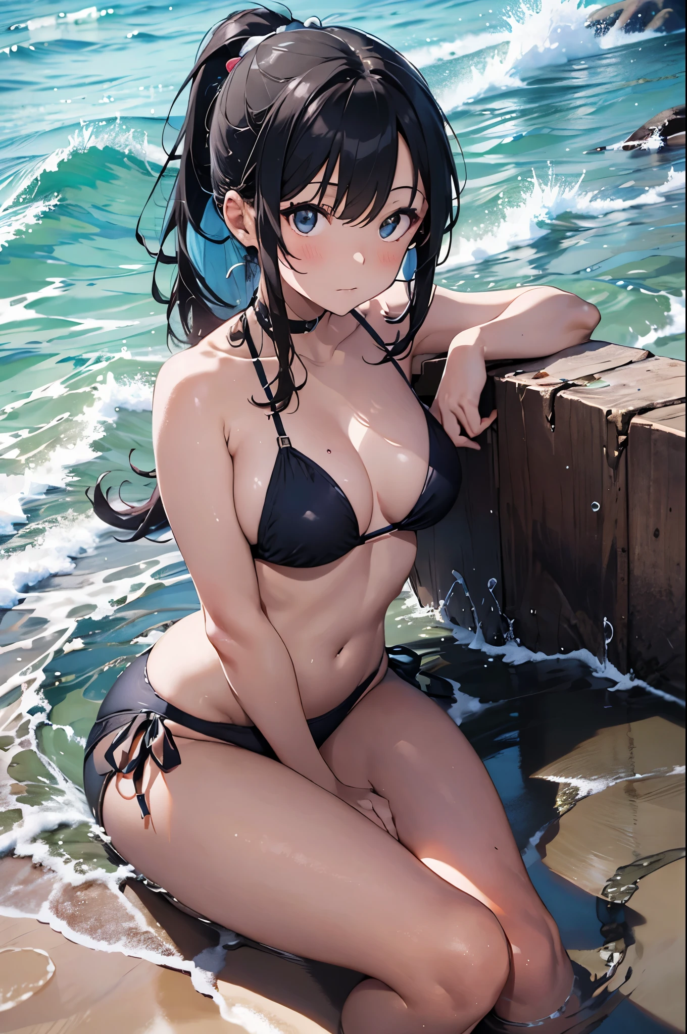 High resolution,topless、
One beautiful young woman,Light blue hair、ponytail、
(Soft Saturation:1.3), (Fair skin:1.2),
(ultra-Detailed Background, Detailed Background), Bokeh,
break'Portrait of a smiling girl.,
When viewed from the front, The composition is symmetrical,
Looking straight at you with serious eyes,
break Swimwear, White Bikini, Center of chest,
Outdoor, Sea surface, null, sunlight,Summer beach, Sandy Beach,
Strong light, Front lighting,
(Teen:1.3), (Cowboy Shot:1.2),
Front brake angle,
View your viewers,
Dynamic pose,
sitting on the beach
Seaweed、Seaweed、Seaweed、Seaweed、Seaweed、Seaweed、Seaweed、