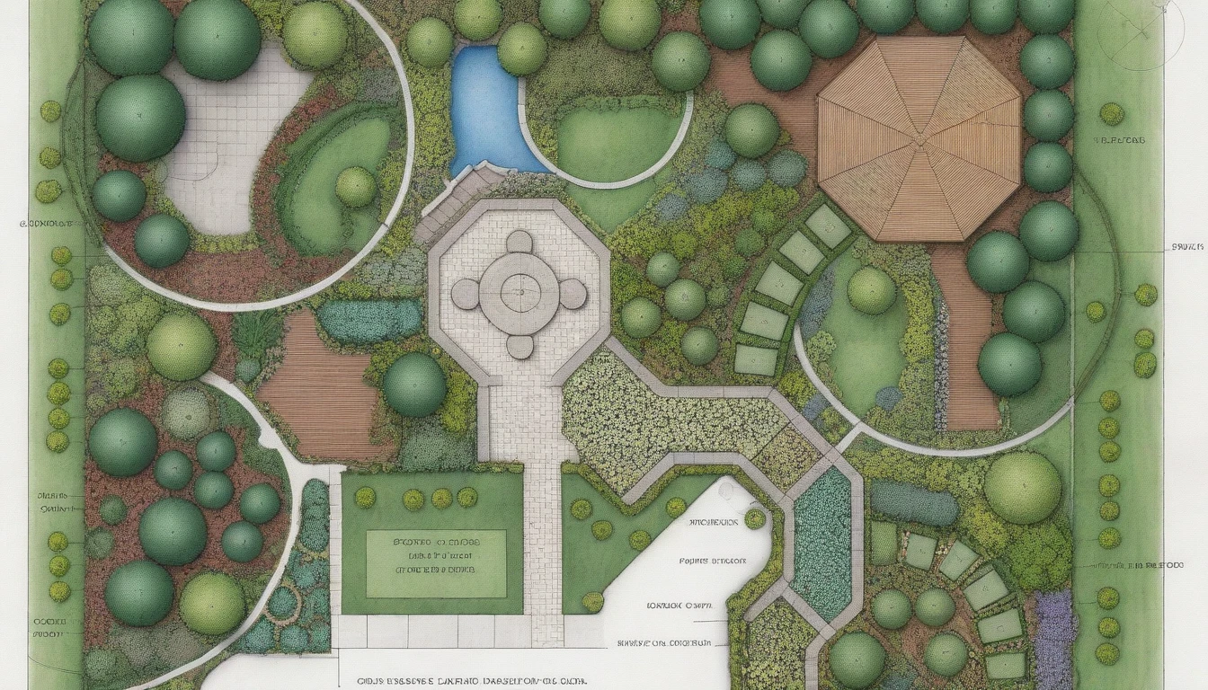 a drawing of a garden plan with a lot of trees, residential design, intricate detailed garden, architectural planning, high detail drawing, plan drawing, detailed design, architectural plans, design sheet, highly detailed design, detailed line work, landscape architecture photo, highly detailed linework, detailed line drawing, very detailed design, extremely-detailed, technical drawings, detailed renderings