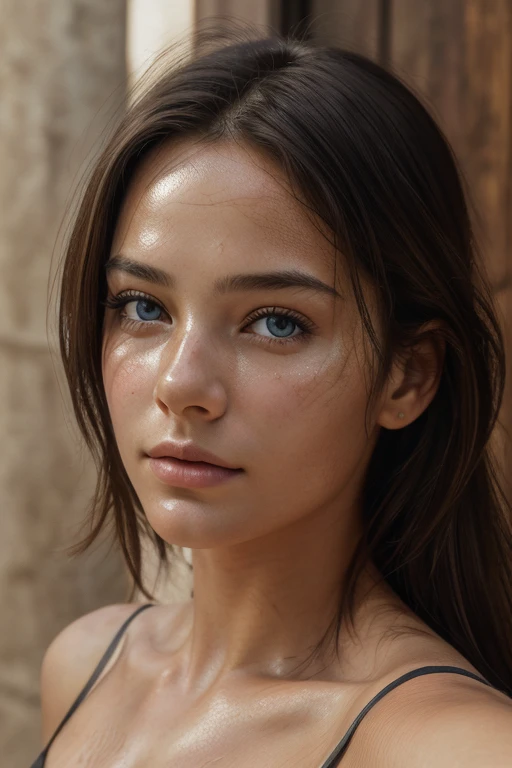 8K, Best Quality, Masterpiece, Ultra High Resolution, (Realism: 1.4), Original Photo, (Realistic Skin Texture: 1.3), (Film Grain: 1.3), (Selfie Angle), 1 Girl, Beautiful Eyes and Face Details, Masterpiece, Best Quality, Close-up, Upper Body, Looking at the Viewer