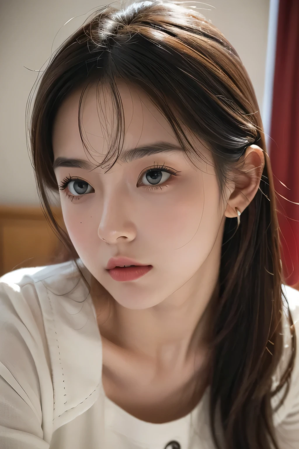 (RAW photos, best quality), (Practical, Photo Practical: 1.3), best quality, Very detailed, masterpiece, Ultra Detail, illustration, 1 girl, Dynamic Angle, World masterpiece Theater, messy,Super beautiful face,