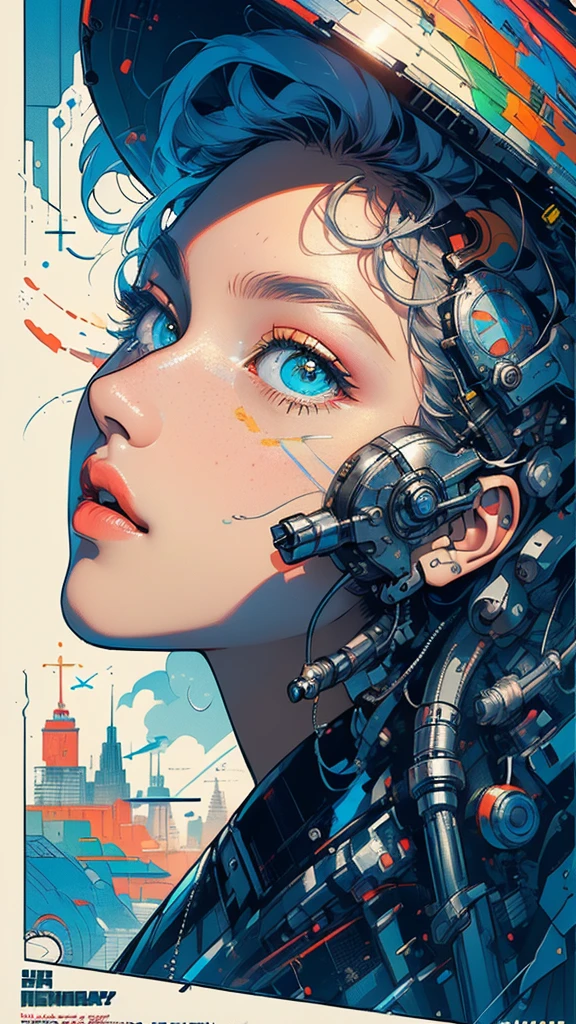 (((masterpiece, highest quality))),(((solo:1.2))),(((1girl:1.2))),32k wallpaper, very detailed, poster, vintage science fiction,(((((geometric cinematic movie poster))))), ((bauhaus)),(shape),(((abstract))),(mid century modern),movie poster,(((((portfolio))))),(((((Close-up))))),(((((bust up))))),((((more various angle)))),(((highlight))),Vast landscape,((((heterochromia)))),(((complete. detailed face))),(((Extremely talented))),(((((most complecated futristic machine))))),(Colorful color scheme)