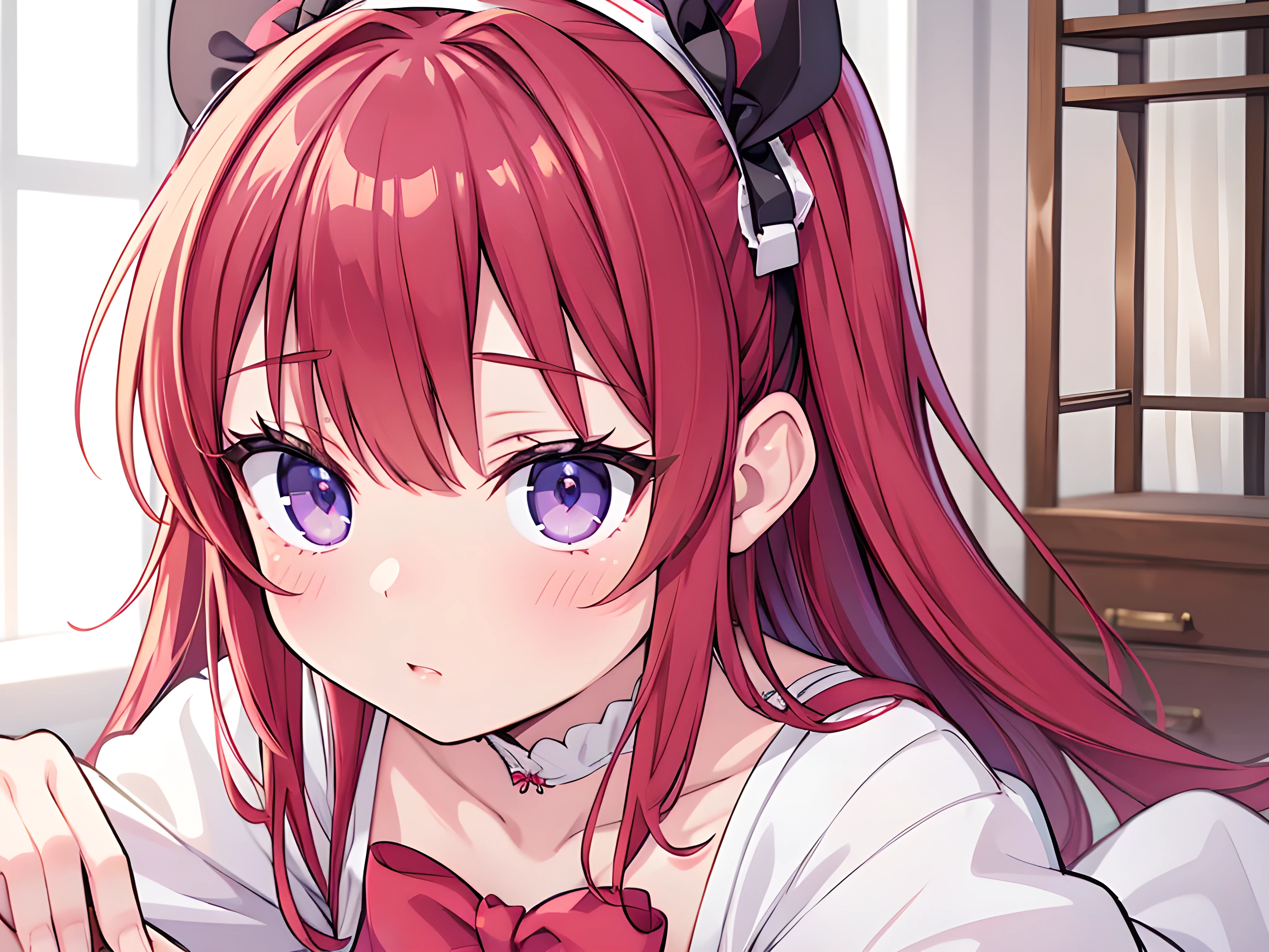 (best quality),(masterpiece),(ultra detailed),(kawaii detailed face 7.7),(pretty cute girl),18yo,winered hair,(beauty underwear,large bow hairband,White SOCKS,Changing Room),BREAK,16K highres,(hyper photorealistic adult tegaki style 7.7),(vector art),(ultra detailed 7.7),perfect shading,(Absurdres 9.9),depth of field,BREAK,medium breasts,idol body,glossy lips,long eyelashes,baby face,(sweet,a face of endurance),shiny eyes,(Changing clothes,shy face),(insanely detailed 7.7),masterworks,(NSFW),back shot,