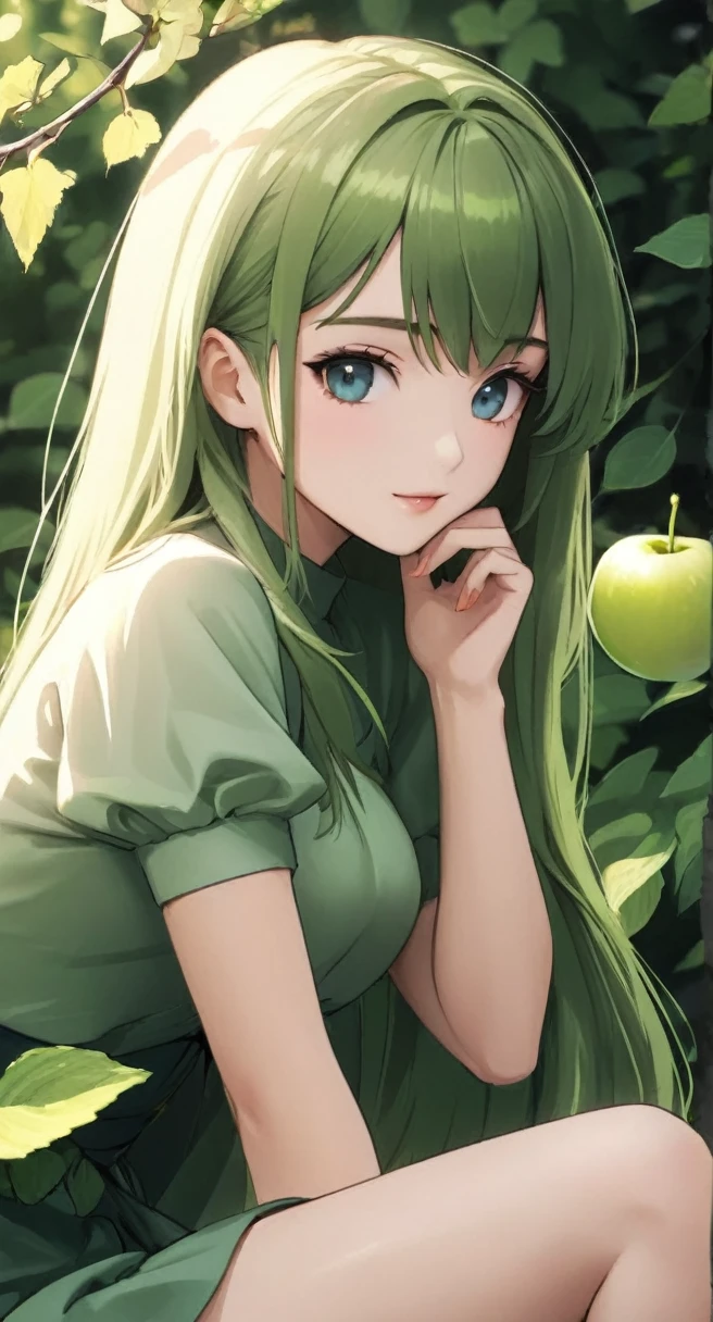 Apple and beautiful girl
