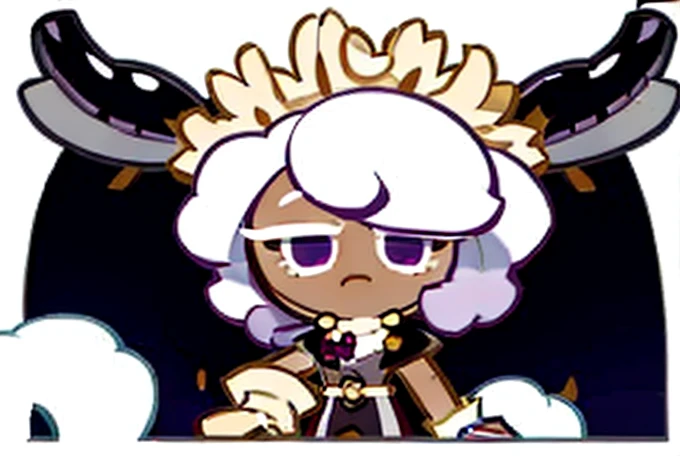 Blackberry Cannoli Cookie, Darker Blue Hair, Short Hair, Long Side Swept Bangs, Blackberry Longer Crown Cannoli Cape, ,cookierun