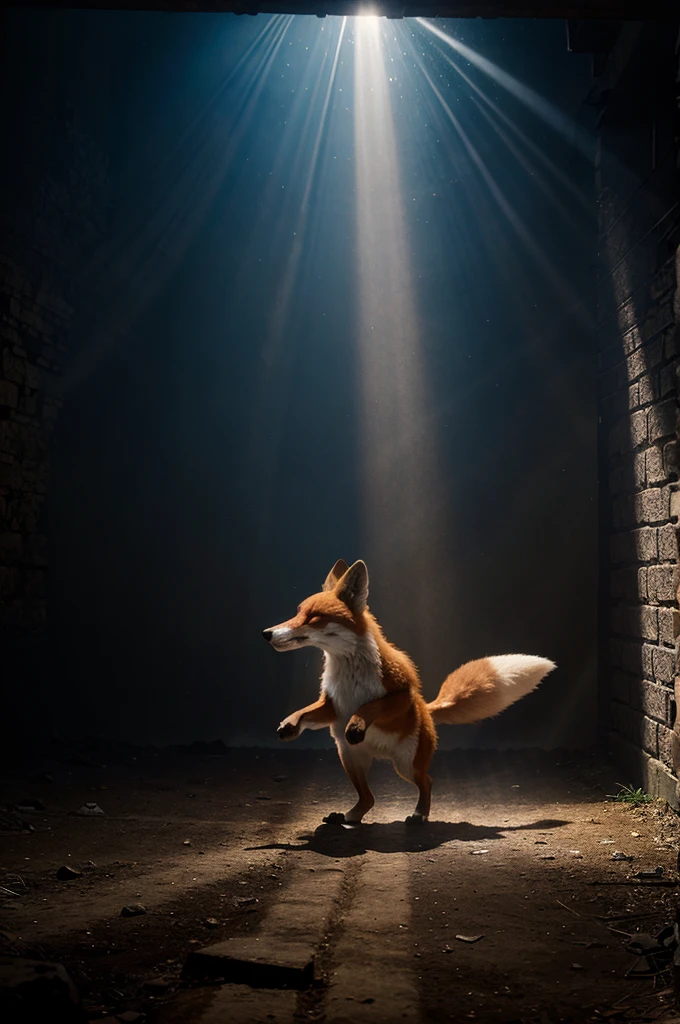 Kolobok runs away from the fox, Surrealism, god rays, UHD, masterpiece, accurate