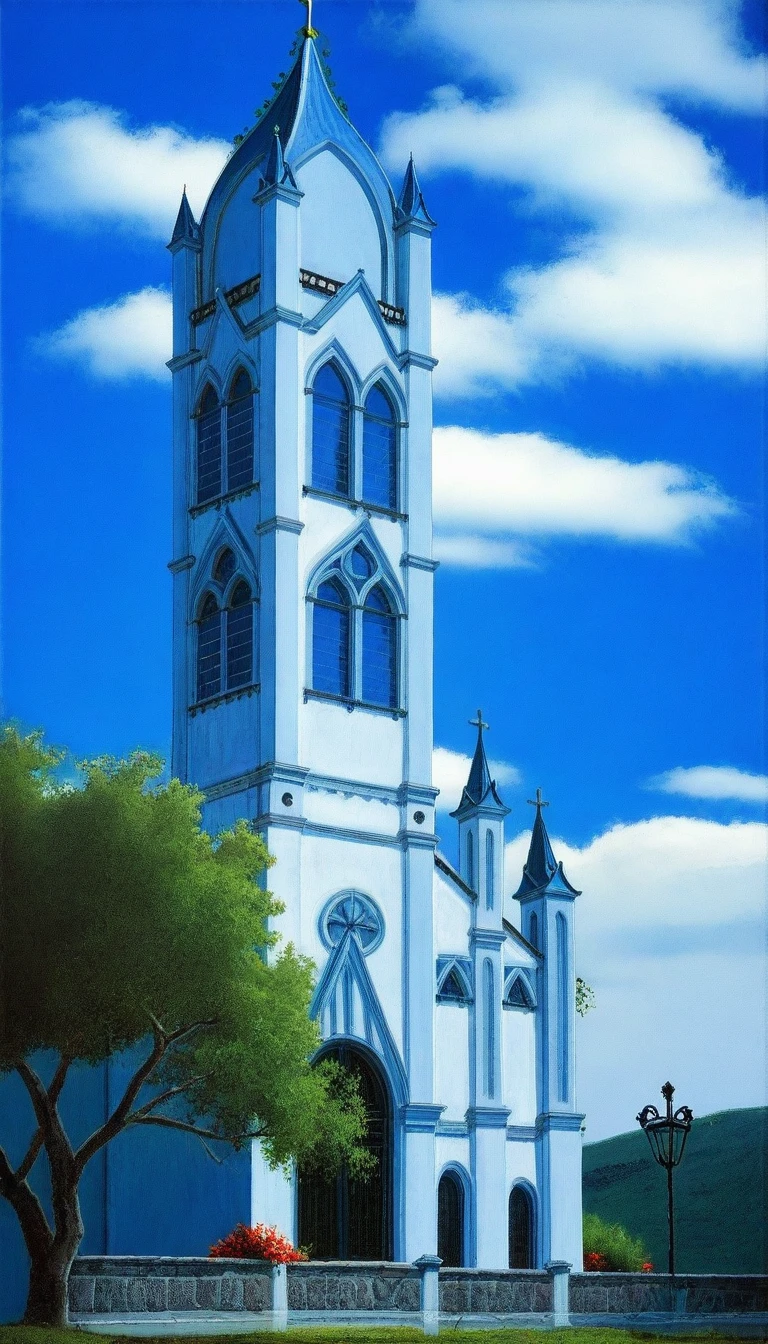 ((( exterior church :1.3 ))), contemporary style, white wall, STONE wall, GREY STEEL AND GLASS door window, (realistic:1.1), Masterpiece, high quality, best quality, authentic, super detail, outdoors,road,pavement, grass, trees, sky, cloud, (daylight:1.3), BLUE ROOF
