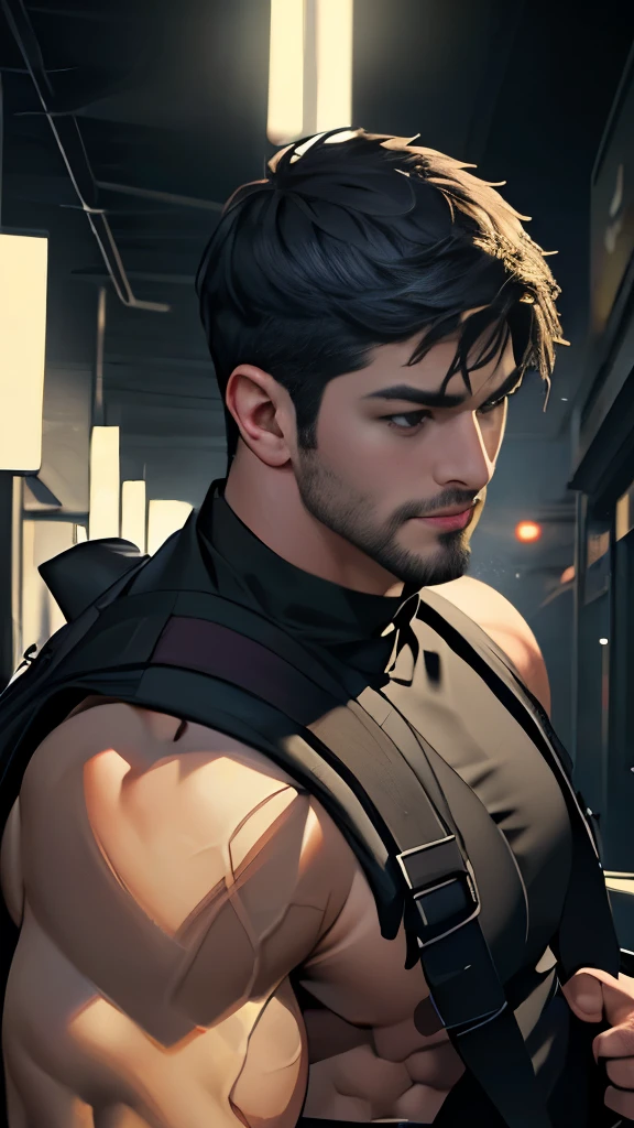 muscular and 4k hyperrealistic change this background realistic face ultra realistic.