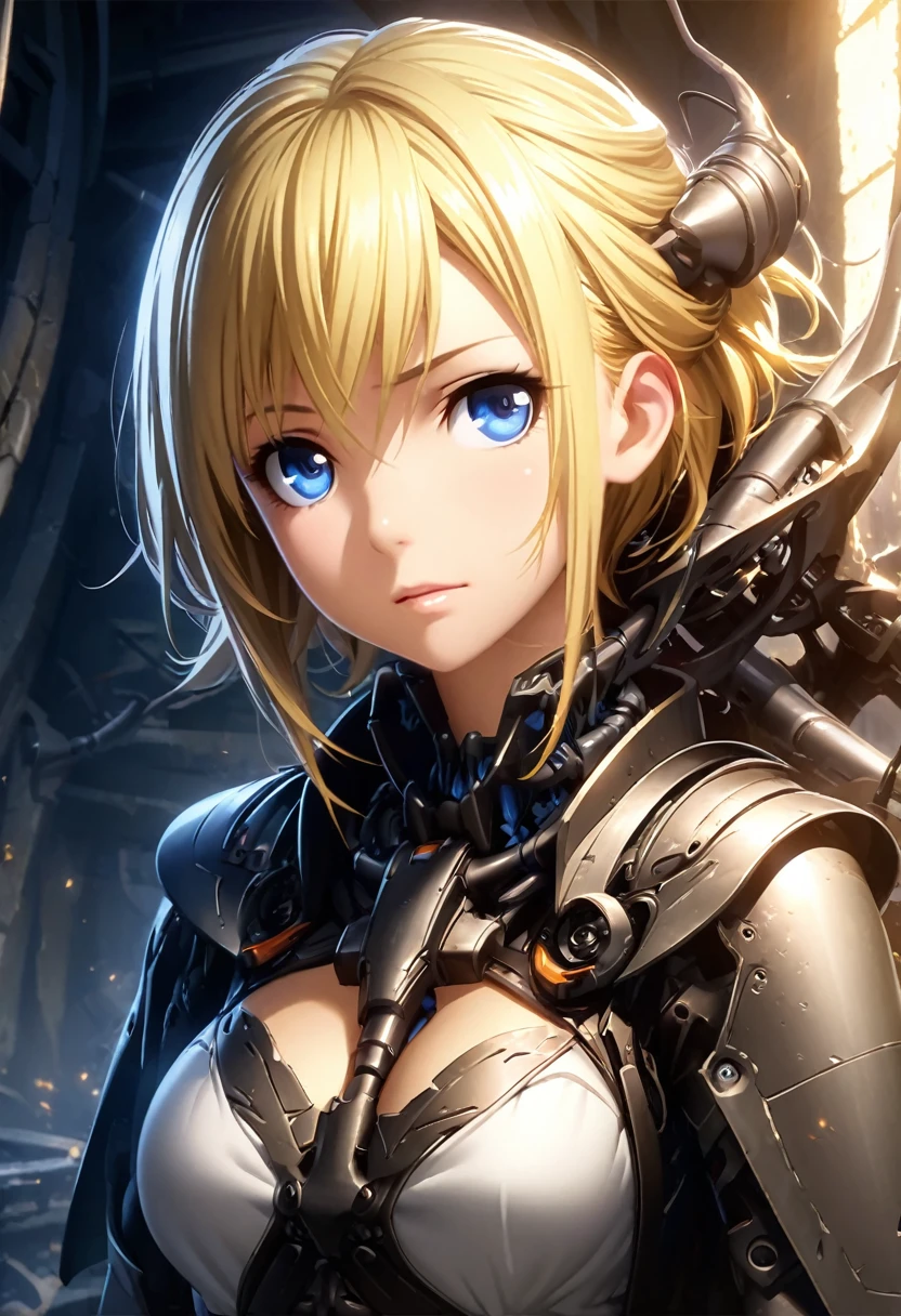 portrait, Practical, blue eyes, Blonde hair, Mid-chest, 4K resolution, High quality CG, Beautiful CG, Soft Light, Octane Rendering