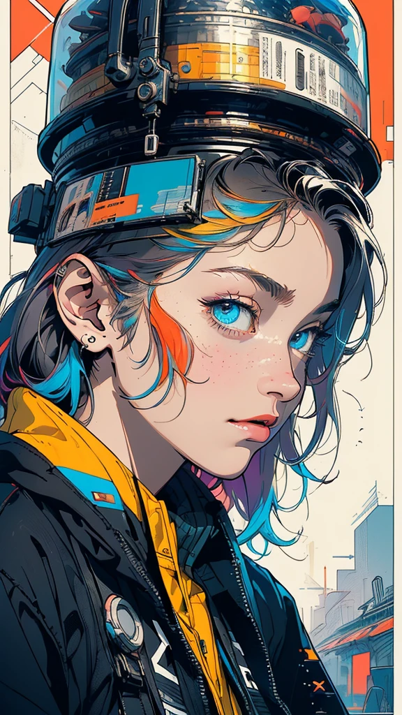 (((masterpiece, highest quality))),(((solo:1.2))),(((1girl:1.2))),32k wallpaper, very detailed, poster, vintage science fiction,(((((geometric cinematic movie poster))))), ((bauhaus)),(shape),(((abstract))),(mid century modern),movie poster,(((((portfolio))))),(((((Close-up))))),(((((bust up))))),((((more various angle)))),((((highlight)))),Vast landscape,((((heterochromia)))),(((complete. detailed face))),((((Extremely talented)))),(((((most complecated futristic machine))))),(Colorful color scheme)